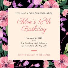 This card template may also be used as an anniversary invitation card or as a retirement party invitation card. Free Printable 18th Birthday Invitation Templates Canva