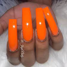 The Nail Healer On Instagram Orangey Using Nugenesisnails Acrylic In The Color Orange C Orange Acrylic Nails Square Acrylic Nails Best Acrylic Nails