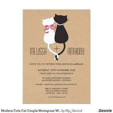Modern Cute Cat Couple Monogram Wedding Invite Zazzle Com Funny Wedding Invitations Monogram Wedding Invitations Monogram Wedding