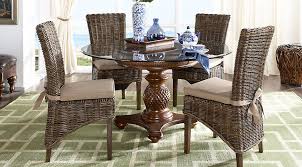 Cindy Crawford Home Key West Tobacco 5 Pc Round Dining Room With Rattan Chairs From Furniture Rooms To Go Furniture Round Dining Room Dining Room Sets
