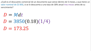 Descuento Simple Comercial Y Real Matematicas Financieras Ejemplo 1 Youtube