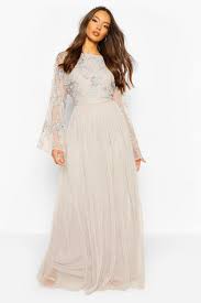 Bridesmaid Hand Embellished Long Sleeve Maxi Dress Boohoo Long Sleeve Maxi Dress Maxi Dress With Sleeves Long Sleeve Bridesmaid Dress