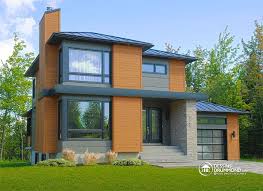 Detail Du Plan De Maison Unifamiliale W3713 V1 Modern House Plans Contemporary House Plans Modern Style House Plans
