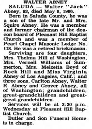 Obituary for WALTER ABNEY (Aged 93)