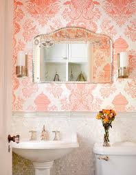Glue them to a painted canvas or piece of wood for simple decor that has meaning. Impressive Seashell Wall Decor Bathroom Powder Room Traditional With Pedestal Sink Penny Tile Lighting Glass Knob Pearlescent Pink Wallpaper Wainscoting Etched