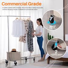 Choose from our wide selection of clothing racks including our stylish boutique racks to our standardized selection of black and chrome garment racks which are great for both store and home. 250 Lbs Heavy Duty Clothing Garment Rack Commercial Rolling Clothes Rack On Wheels Adjustable Collapsible Chrome Finish Walmart Com Walmart Com