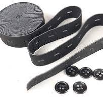 Buttonhole Elastic Band 3/4 Inch x 3 Yards (2.7 Meter) with 15 mm Resin  Buttons x 5 Pcs Spool Expanded Adjustable for Clothing Jean Pant Skirts  Wigs ...