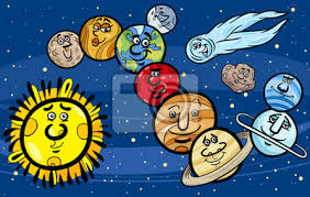 El sistema solar está formado por el sol, un cinturón de asteroides, 8 planetas y plutón (que desde 2006 no se considera como planeta), con sus respectivas lunas. Planetas Del Sistema Solar De Dibujos Animados Pinturas Para La Pared Cuadros Galactico Asteroide Venus Myloview Es