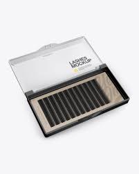 Opened Transparent Box With Lashes Mockup Half Side View In Box Mockups On Yellow Images Object Mockups Mockup Free Psd Transparent Box Mockup Psd