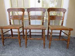 Nice Ethan Allen Heirloom Dining Set Stenciled Hitchcock 3 Chairs Maple Cordage Chair Dining Set Painted Chairs