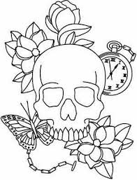 Skull Colouring In Paper Embroidery Skull Coloring Pages Embroidery Patterns