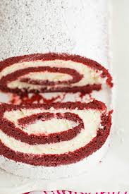Red Velvet Roll Cake With White Chocolate Cream Cheese Filling Brown Eyed Baker Recipe Food Roll Cake Desserts