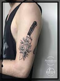 Knife Floral Tattoo By Dreameremilia Chef Knife Tattoo Floral Dreameremilia Culinary Tattoos Knife Tattoo Chef Tattoo