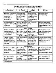 Writing Rubric Writing Rubric Letter Writing Activities Friendly Letter Writing