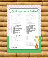 Unique Spanish Baby Shower Game Spanish What 39 S In Your Purse Baby Shower Game Juegos Para Baby Shower Juegos De Fiesta Shower Recuerdos De Baby Shower