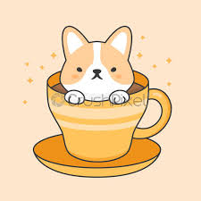 Funny cartoon characters coffee and donut. Cute Corgi Dog In A Cup Of Coffee Stock Vector Crushpixel