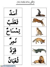 Hewan bahasa arabnya adalah (حَيَوَانٌ). Ù†Ø­Ø¨ Ø§Ù„Ø­ÙŠÙˆØ§Ù†Ø§Øª Worksheet