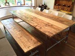 Scaffold Dining Table And Bench Reclaimed Scaffold Board Top With Scaffold Pole Effect Legs Dining Table Table Large Outdoor Furniture