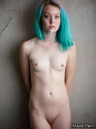 Porn image of small tits pink hair short skinny nipples woman photo created  by AI