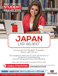 A Student Deal Just For You Fly To Japan At Lkr 48 400 Call Student Hotline 0766399900 Travel Greatdeals Students Studenttr Student Travel Student Japan
