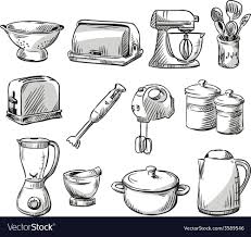 Set Of Kitchen Appliance Royalty Free Vector Image Affiliate Appliance Kitchen Set Royalty Ad Kitchen Objects How To Draw Hands Kitchen Art