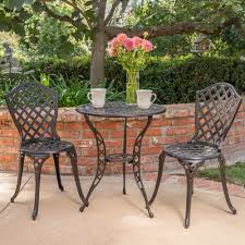 Wicker bistro sets are lightweight, water resistant and comfortable. La Sola Outdoor 3 Piece Cast Aluminum Bistro Set By Christopher Knight Home On Sale Overstock 12710427