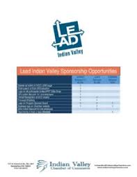 Lead Indian Valley Sponsorship Chart Indian Valley Chamber