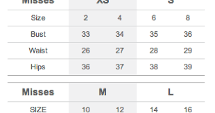 My Size Charts Talbots Size Chart