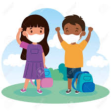 Cute Kids Wearing Medical Mask To Prevent Coronavirus Covid 19.. Royalty Free  Cliparts, Vectors, And Stock Illustration. Image 151649601.