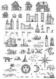 Rpg Map Elements Elements Rpg Fantasy Map Fantasy Map Making Line Art Vector