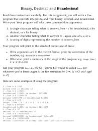 Solved Binary Decimal And Hexadecimal Read These Instru Chegg Com