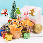 FEPITO 60 Pieces Christmas Cupcake Toppers Picks Merry Christmas Toothpick  Flags for Cake Decorations Party Holiday Supplies