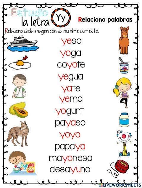 Ejercicios con ya yi yo yu