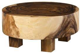 It's made from solid acacia wood and has a natural brown finish that shows off the wood's unique grain color variation. 37 Round Brown Polished Smooth Gloss Acacia Wood Coffee Table Variegated Solid Rustic Coffee Tables By Noble Origins Llc Houzz