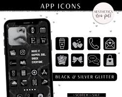 You can do this with customico app icons. Iphone App Icons Black And Silver Glitter Scotch And Salt