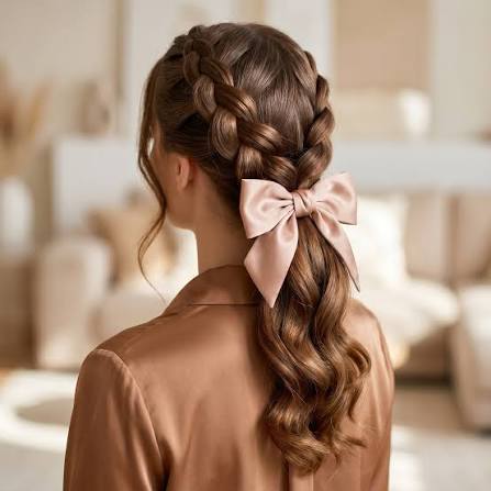 Low Ponytail With a Satin Ribbon