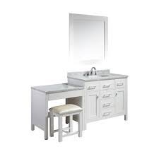 Bathroom vanity with single sink. Design Element London 42 In W X 22 In D Vanity In White With Marble Vanity Top In Carrara White Basin Mirror And Makeup Table Bathroom With Makeup Vanity Single Sink