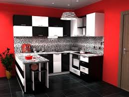 This can be done either in material selection when designing the kitchen or in decor placement after the remodel is finished. Black And White Kitchen Cabinets With Red Wall Ideas De Decoracion De Cocina Cocinas Negras Decoracion De Cocina
