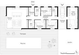 Jardin de 113 m2 environ, garage de 17 m² et emplacement de parking aérien. Plan Maison Plain Pied Avec Piscine Ooreka