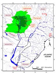 Paraguay river flows through brazil, bolivia, paraguay, and argentina for about 1,629 miles from its source at mato grosso in brazil to its end at parana river. Map Highlighting The Upper Basin Of The Paraguay River In Central South Download Scientific Diagram