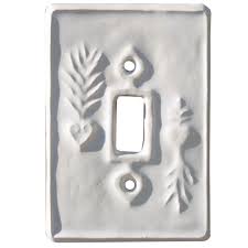 Unique Ceramic Art Single Toggle Light Switch Cover In White Glaze