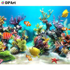 10 10 nieuwe diamant schilderij 5d volledige vierkante ronde dril vis blauwe zee wereld daim aquarium live wallpaper live fish wallpaper aquarium wallpaper