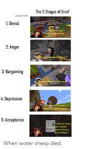 The 5 stages of grief. The 5 Stages Of Grief Uspaceturd0 1 Denial On The Third Ring I Expect Water Sheep Back 2 Anger His Is Water Sheep S Fault 3 Bargaining Wasn T Actually Trying To Get