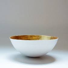Paper Mache Bowl In White And Gold The Moon Made To By Etco 25 00 White And Gold Decor Paper Mache Bowls Paper Bowls