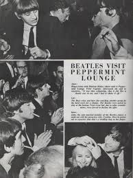 The Beatles at the Peppermint Lounge, February 7, 1964. Scan from 16's Spectacular magazine August 1964 #thebeatles #beatles64 #johnlennon #cynthialennon #peppermintlounge
