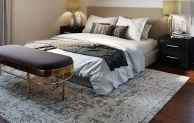 For a room this size, you can lay the rug so it is exposed on both sides of the bed and the foot of the bed but exclude the nightstand and have the carpet start about 1/4 way down the bed length. Rug Size For Queen Bed Selection Tips And Placement Ideas Hackrea