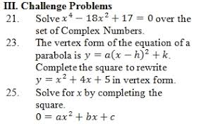 Solve by completing the square: Completing The Square Worksheet Pdf With Answer Key 25 Questions With Answers