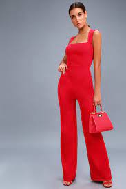 Enticing Endeavors Red Jumpsuit Red Jumpsuit Backless Jumpsuit Red Halter Jumpsuit