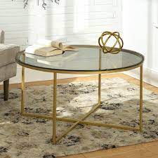 Enjoy free shipping on most stuff, even big stuff. Ember Interiors Modern Round Coffee Table Glass Gold Walmart Com Walmart Com