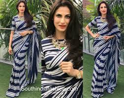 Black And White Striped Saree Blouse Pin By Engr Farooq Ahmad Talpur On Shilpa Reddy Saree Blouse Designs Saree Blouse Styles